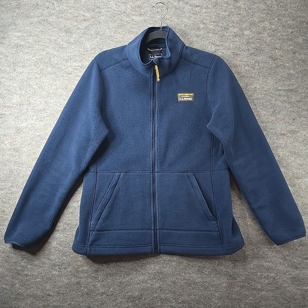 LL Bean Mountain Classic Fleece Navy Blue Jacket Full Zip Up Womens Sz M